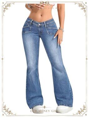 Women's Low Rise Bootcut Flare Jeans Stretchy Denim Petite